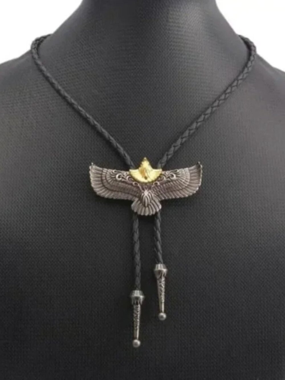 Cowhide Bolo Western Tie for Men and Women Eagle Bolo Tie - Picture 2 of 4